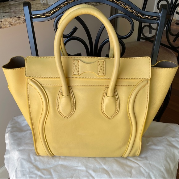 Celine mini luggage tote in smooth leather light yellow - Picture 2 of 15
